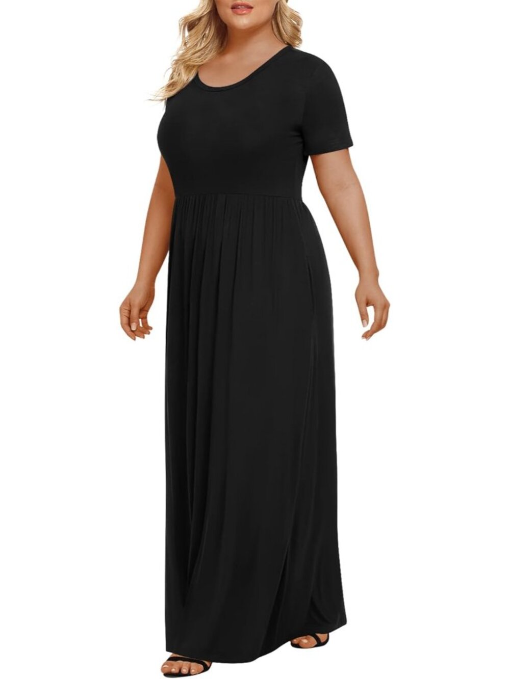 Women's Plus Size Maxi Dresses Summer Short Sleeve Casual Long Dress 2026 XL-6XL - Picture 2 of 4